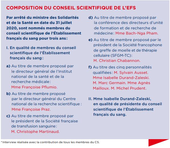 Composition conseil scientifique EFS