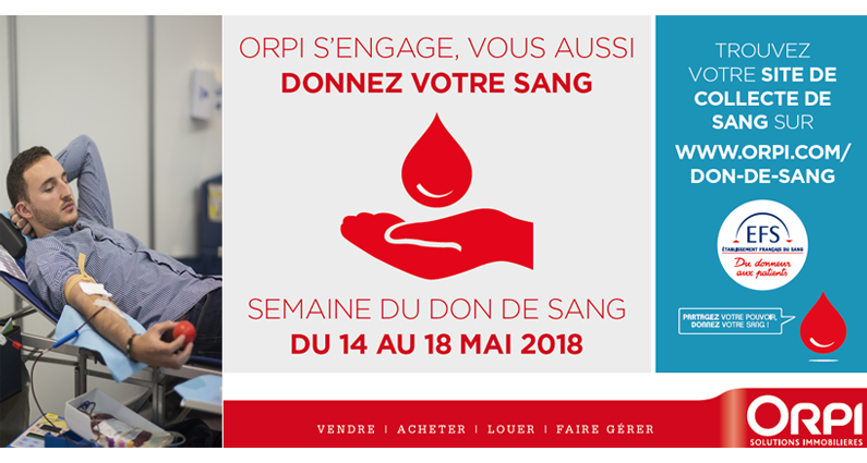 Le réseau Orpi, lance sa 1ère semaine du don de sang !